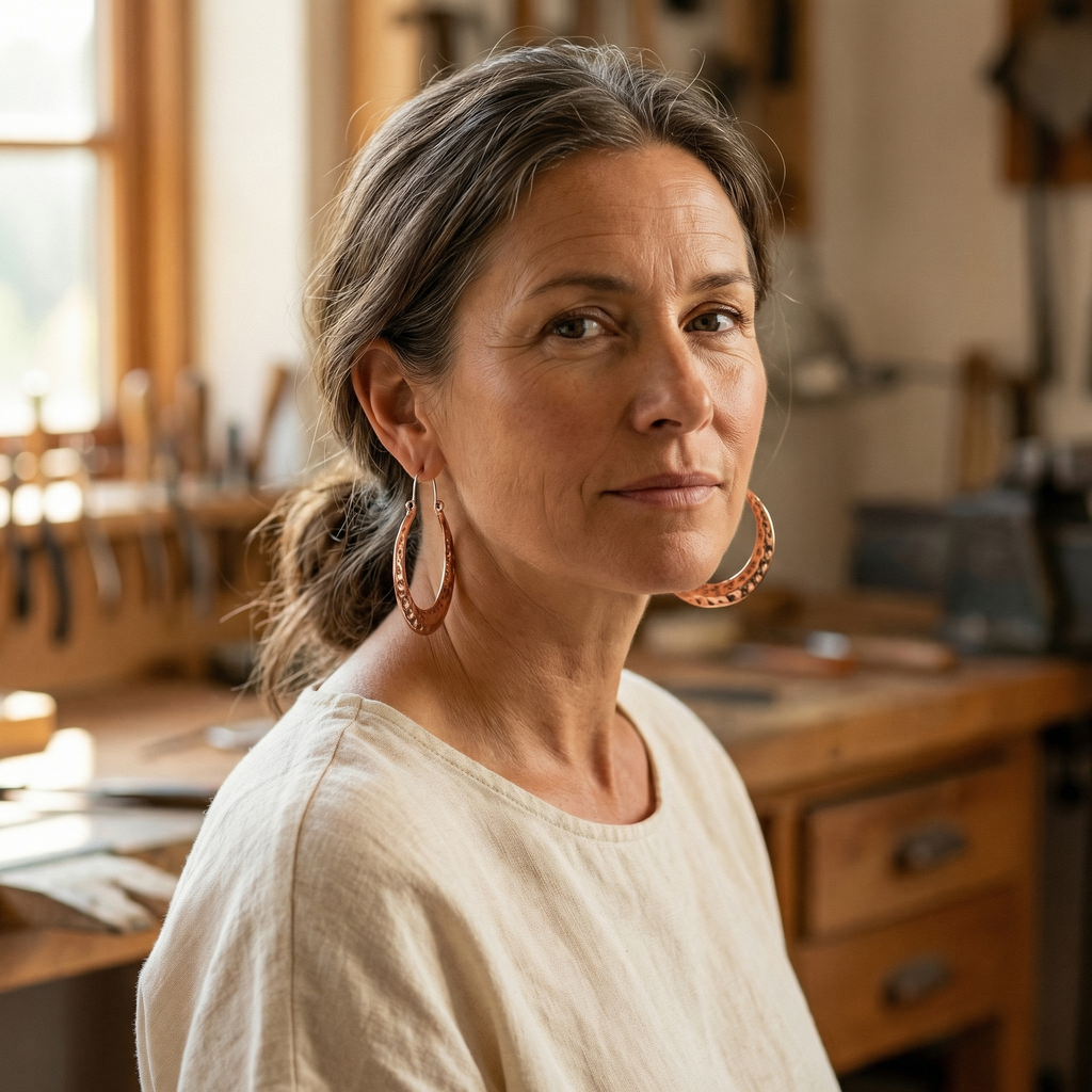 Créoles en cuivre Ember par Vera