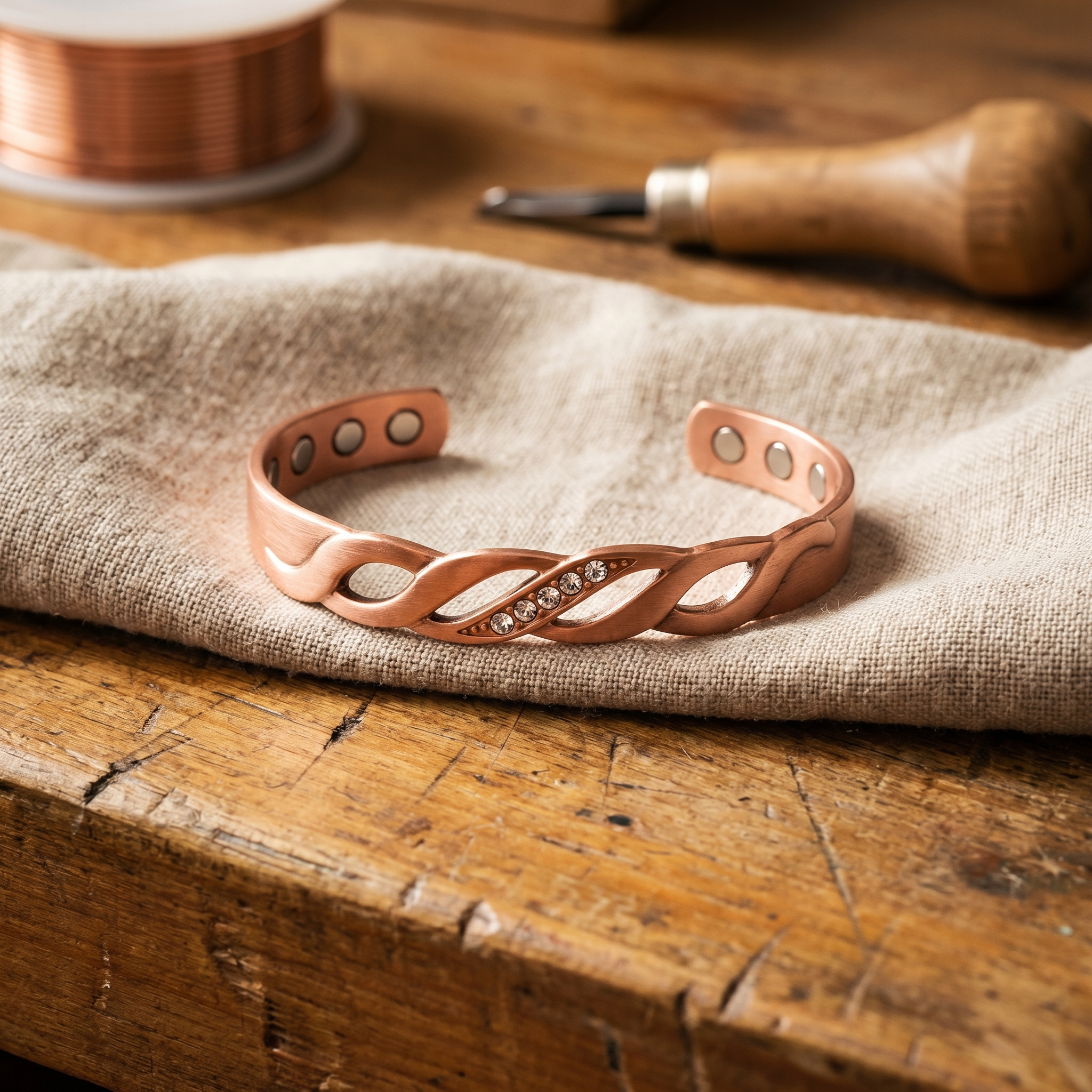 Bracelet en cuivre Seam par Vera