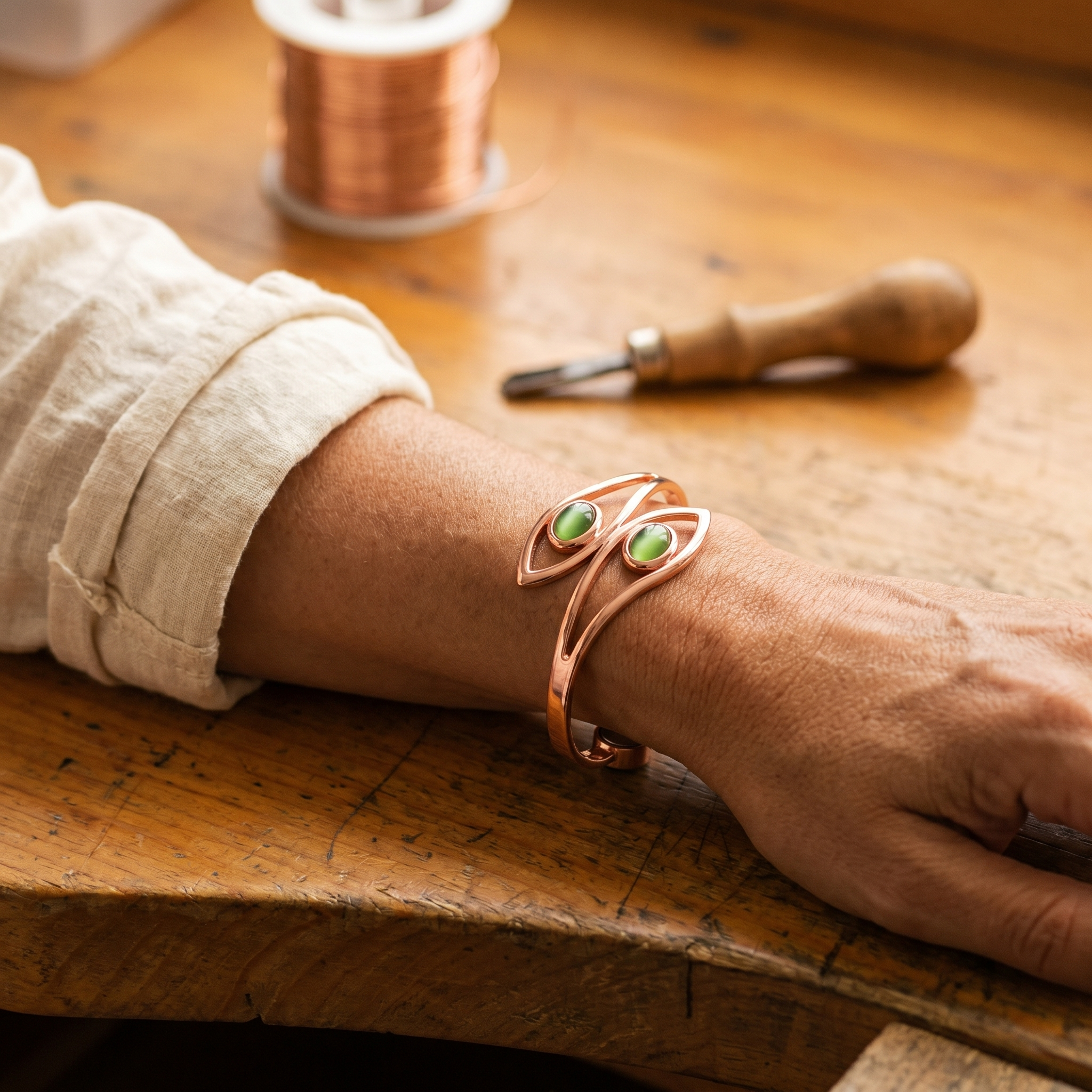 Bracelet en cuivre orné d'opale de Vera
